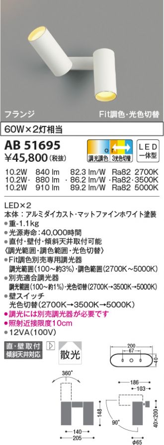 コイズミ照明 AS54932 LEDスポットライト ランプタイプ 散光 フランジ