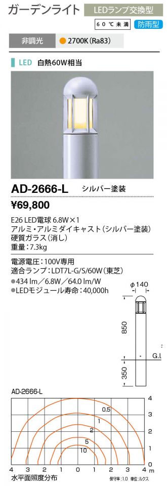 AD-2666-L(山田照明) 商品詳細 ～ 激安 電設資材販売 ネットバイ