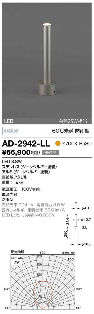 AD-2942-LL(山田照明) 商品詳細 ～ 激安 電設資材販売 ネットバイ