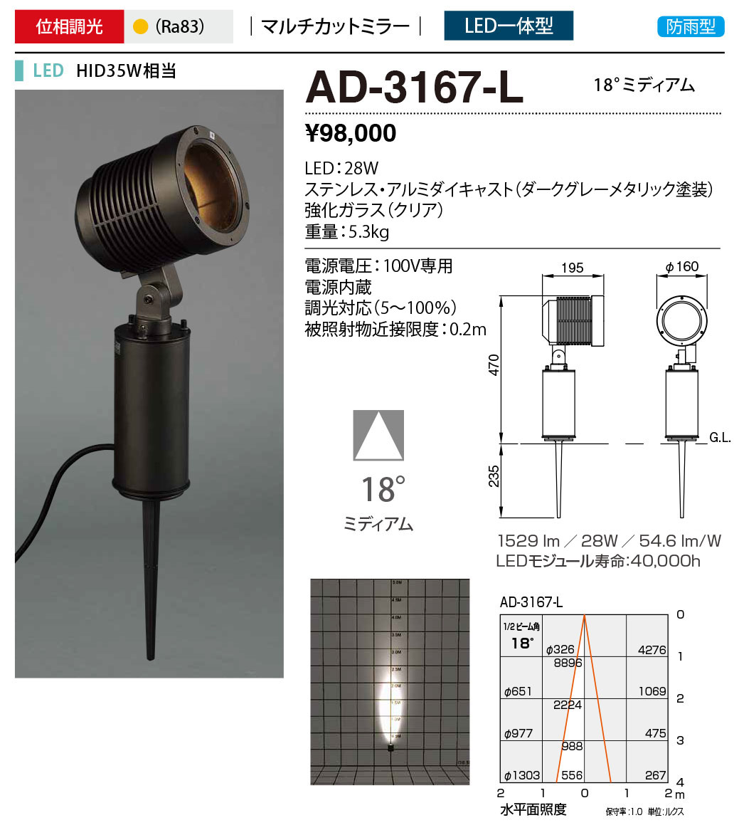 お中元 山田照明 AD-3167-L スパイクライト 一台の価格です